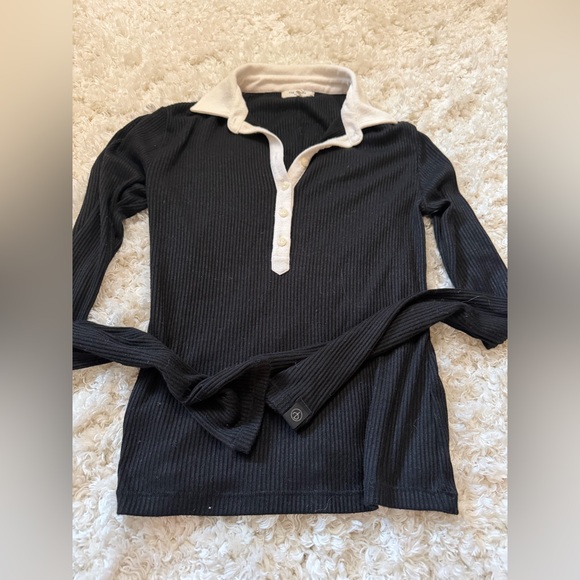 Rag & Bone Women's Black and White Knit Polo - Picture 4 of 8